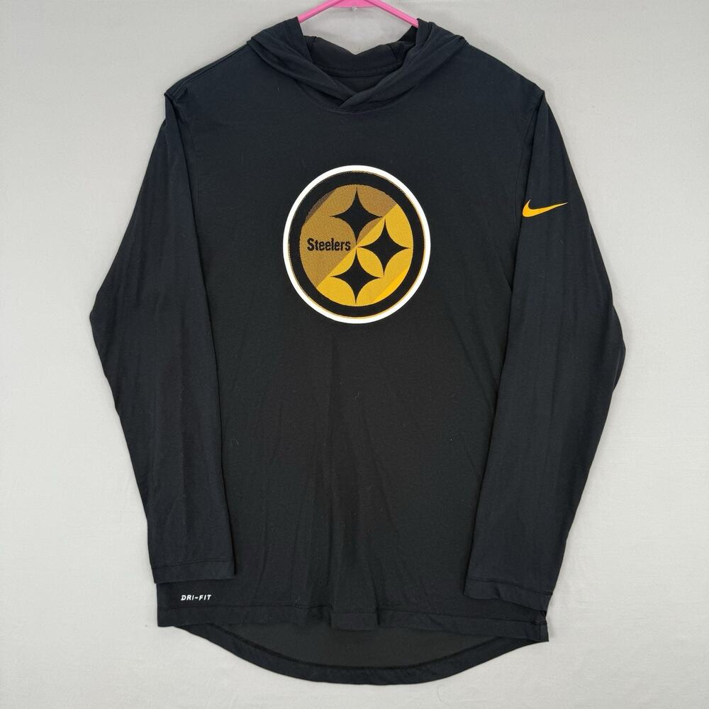 Nike NFL On Field Dri-FIT Steelers Pullover Hoodie Men's M Black Hooded Knit - Picture 1 of 10